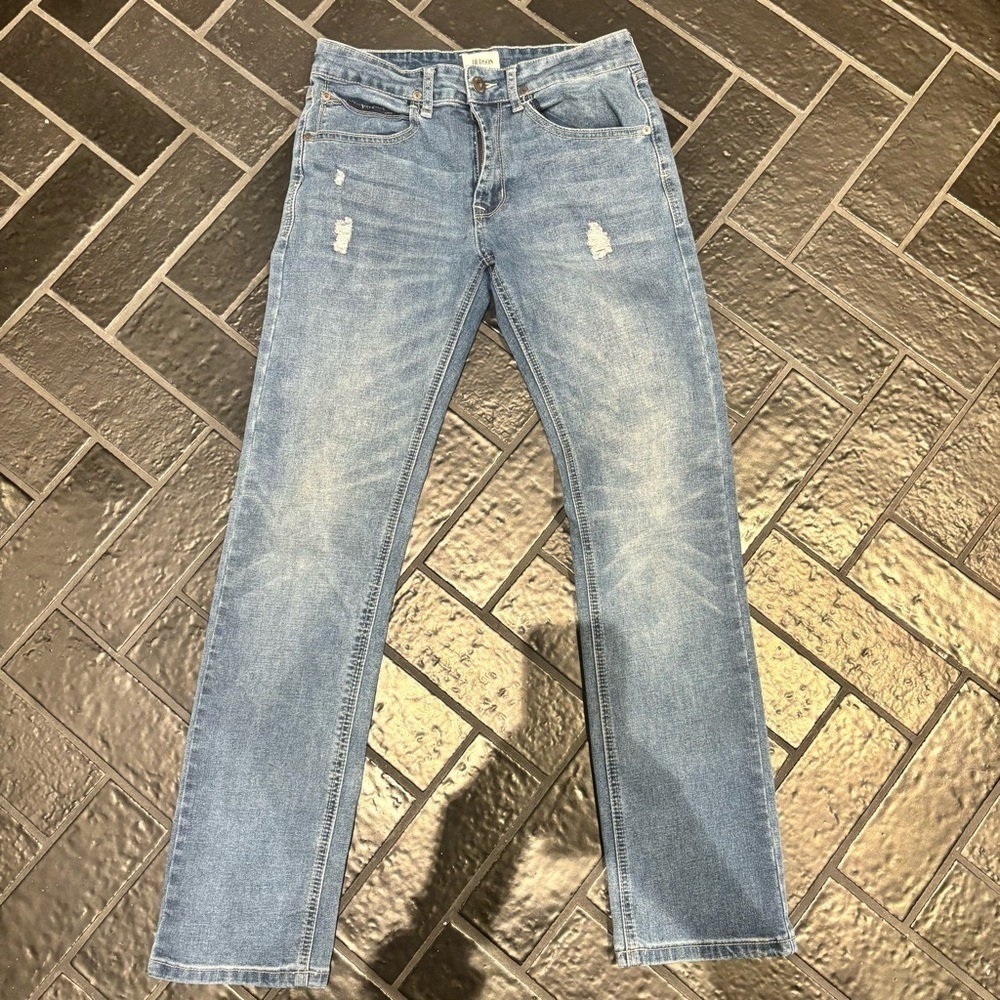 Hudson Jeans Juniors 16 Distressed Straight Leg Light Wash Denim Jeans Y2K Style